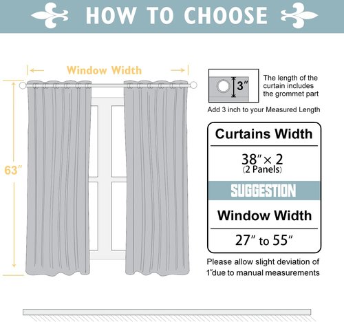 ChrisDowa 100% Blackout Curtains - Thermal Insulated Grommet Panels Set | Aqua, 38 x 63 Inch, 2 Thick Layers
