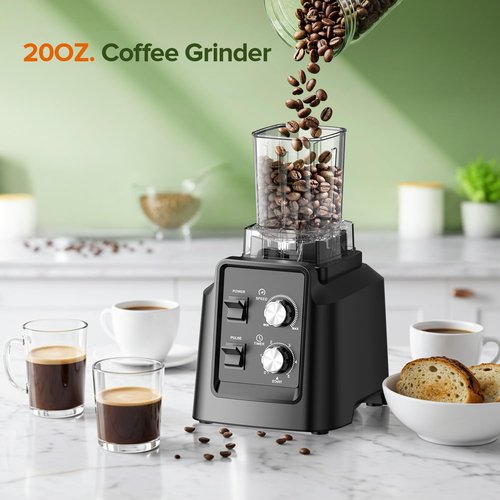 1800W Professional Blender by [Brand Name] - 6-Blade Smoothie Maker with Grinder, Self-Cleaning, 68oz & 20oz Jars