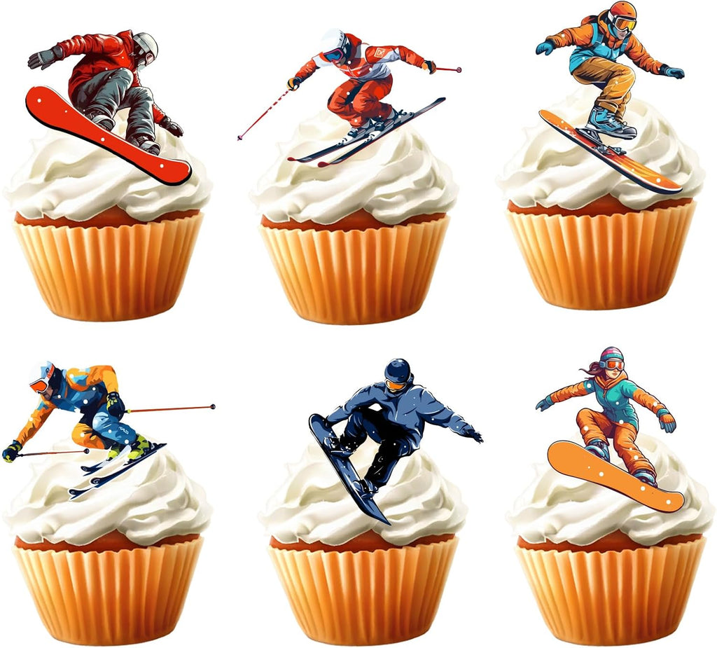 Skiennix 18-Piece Ski Cupcake Toppers - Perfect Winter Sports Cake Decor for Skiing Parties
