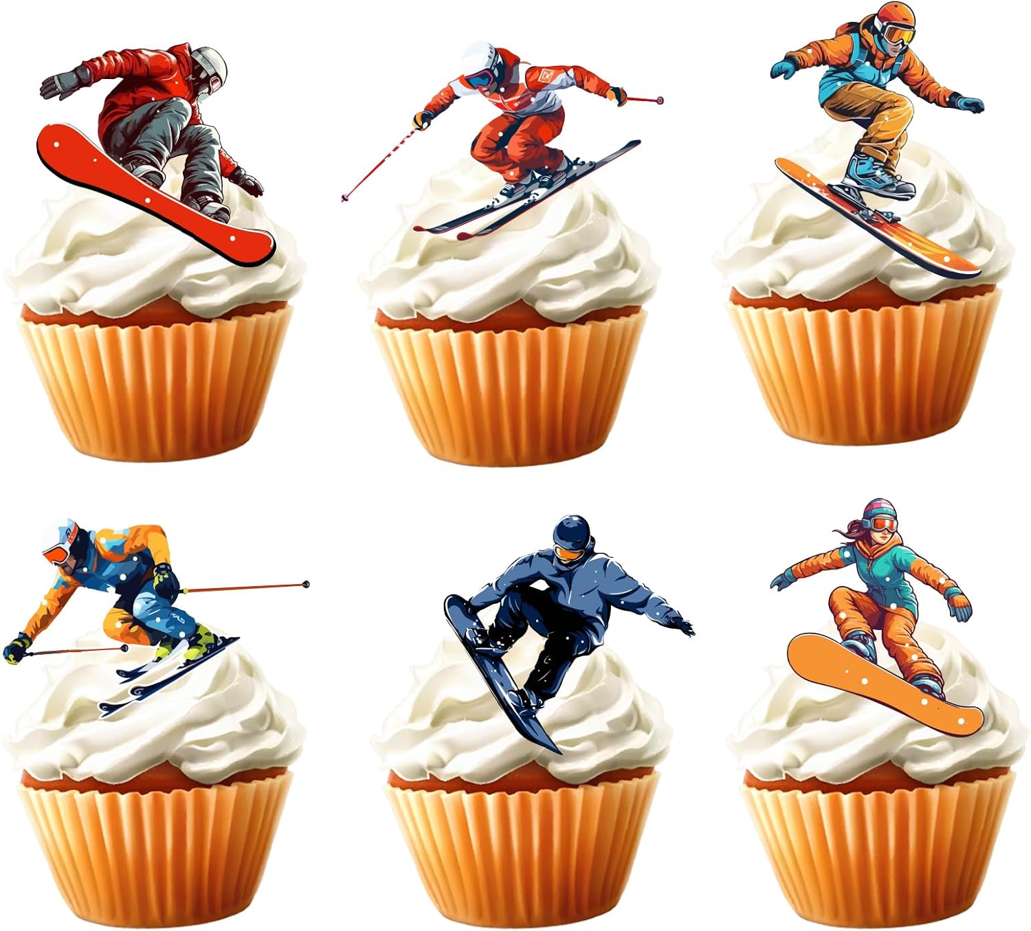 Skiennix 18-Piece Ski Cupcake Toppers - Perfect Winter Sports Cake Decor for Skiing Parties