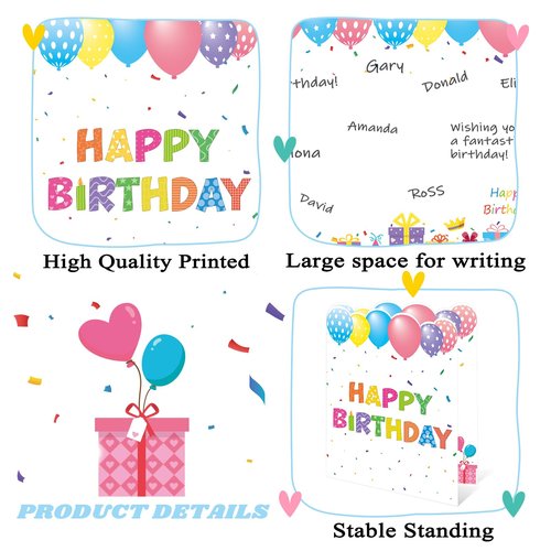 WNINK Jumbo Birthday Card Giant Guest Book, Extra Large Birthday Greeting Card with Envelope for Girls Boys Men Women Birthday Party Supplies 22 x 14 Inch