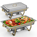 Anycoo 9.5QT Chafing Dishes for Buffet 2 Pack, Warming Trays for Buffet, Stainless Steel Buffet Servers and Warmers for Party Wedding Family Gathering- Golden