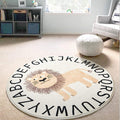 Poowe Cute Lion Kids Play Mat Baby Nursery Rug Round Educational Alphabet Soft Area Rug Non Slip for Children Toddlers Bedroom (Face Lion, Round 47.2")