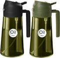 YARRAMATE 2Pcs Dark Green Oil Sprayer - 16oz Food-Grade Olive Oil Dispenser for Cooking & BBQ