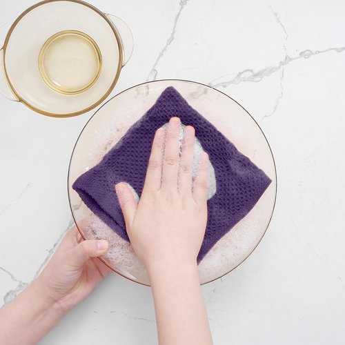 Homaxy Kitchen Dish Cloths - 100% Cotton Waffle Weave, Ultra Soft & Absorbent, 12x12 Inches, 8-Pack, Eggplant