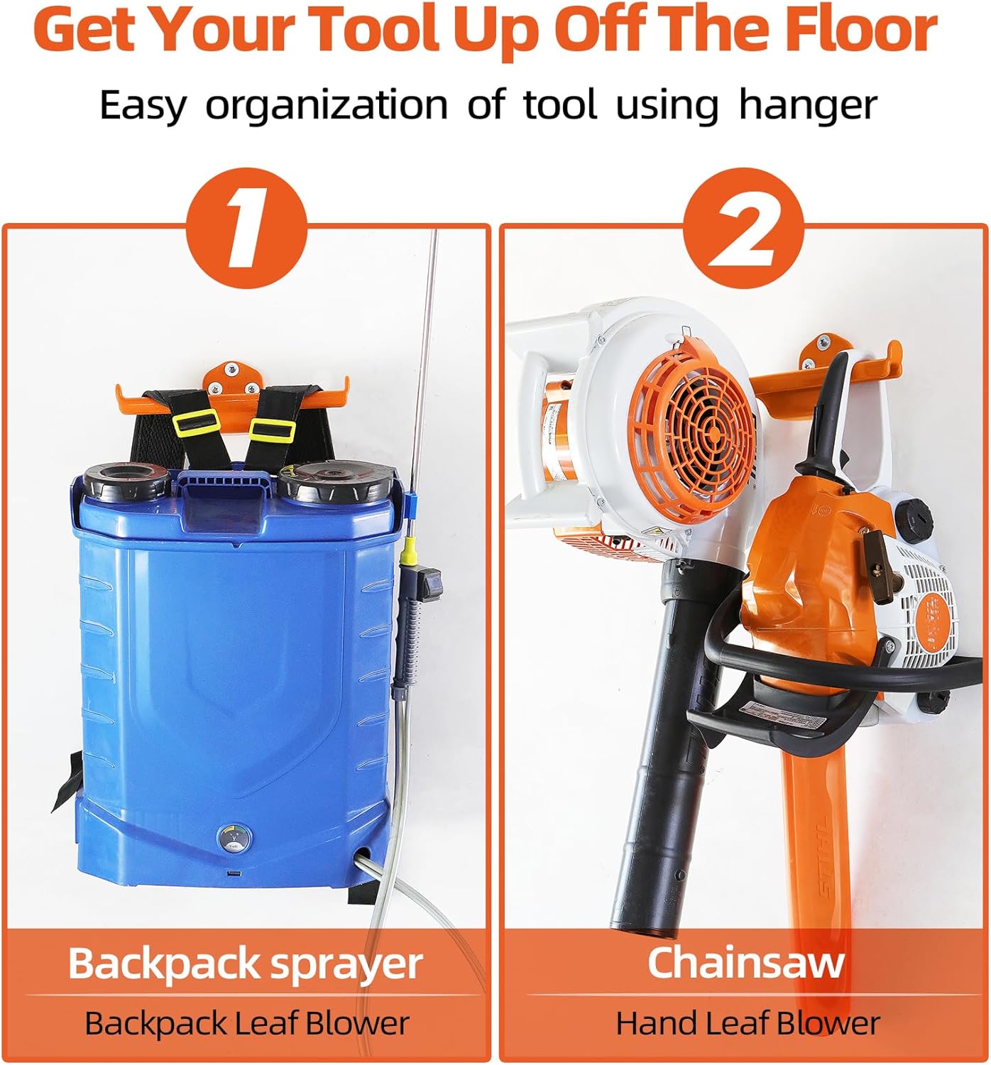 Backpack Leaf Blower Hanger - Heavy-Duty Wall Mount for Organized Garage Storage | 2-Pack