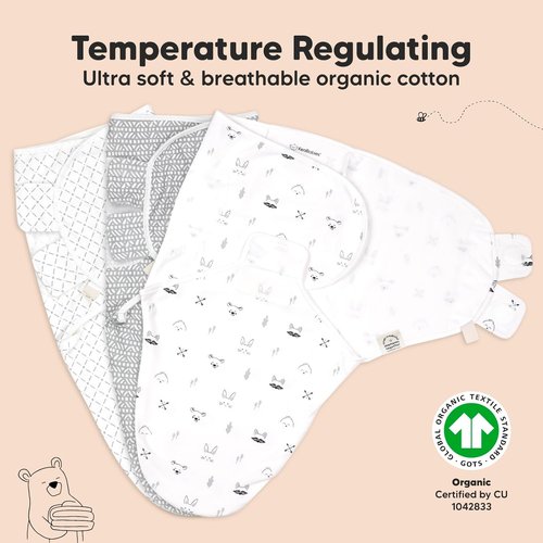 KeaBabies Baby Swaddle Sleep Wrap 3-Pack & Burp Cloths 5-Pack | Ultra Absorbent for Newborns