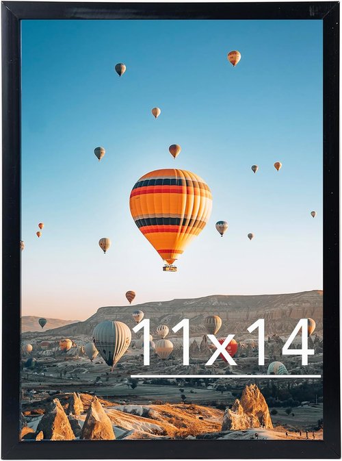 JCJMY 11x14 Picture Frame - Black Wall Mount for Horizontal or Vertical Display | Shatter-Resistant Plexiglass
