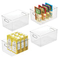 iDesign Pantry Organizer Bins with Handles - Storage Bins for Cabinets or Fridge - Set of 4 - Clear