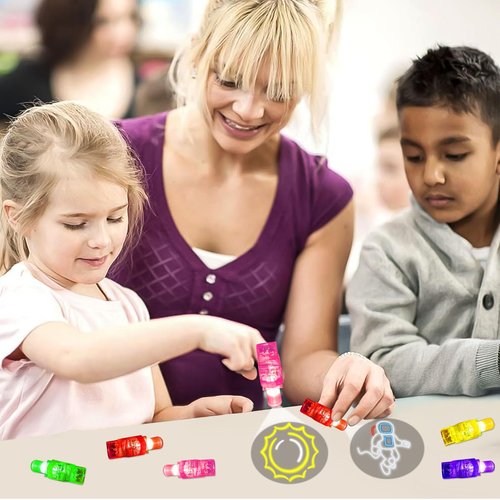 24PCS Party Favors LED Finger Lights, Glow in the Dark Light Up Toys Gifts Bulk for Kids Boy Girl Birthday Goodie Bags Stuffers Party Decorations Back to School Party Classroom Prizes (space)