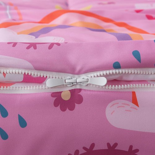 qjmiaofang Rainbow Comforter Set Kids Zipper Bedding Twin for Girls Flower Zip Up Bedding with Sheets Soft Microfiber Princess Themed Rainbow All in One Zipper Bed Set with Fitted Sheet for Home Decor