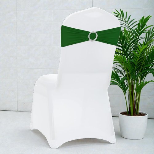 MDS Premium Spandex Chair Sashes - Stretchy Bow Covers with Buckle Slider | 50 Pack - Green