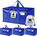 Skiennix Extra Large Moving Bags - Heavy Duty Clothes Storage Tote with Strong Zipper & Handles | 4 Pack
