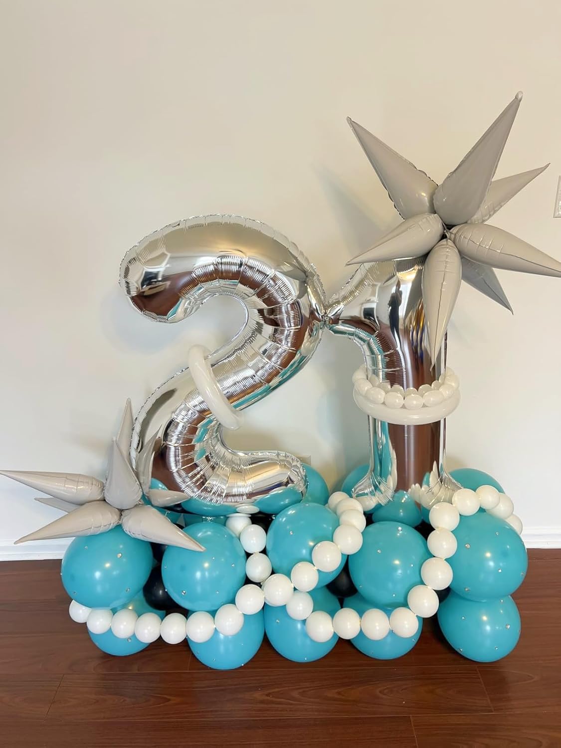 Number 7 Balloon by [Brand Name] - 40 Inch Silver Birthday Decor for 7th, 17th, 27th, and 70th Celebrations