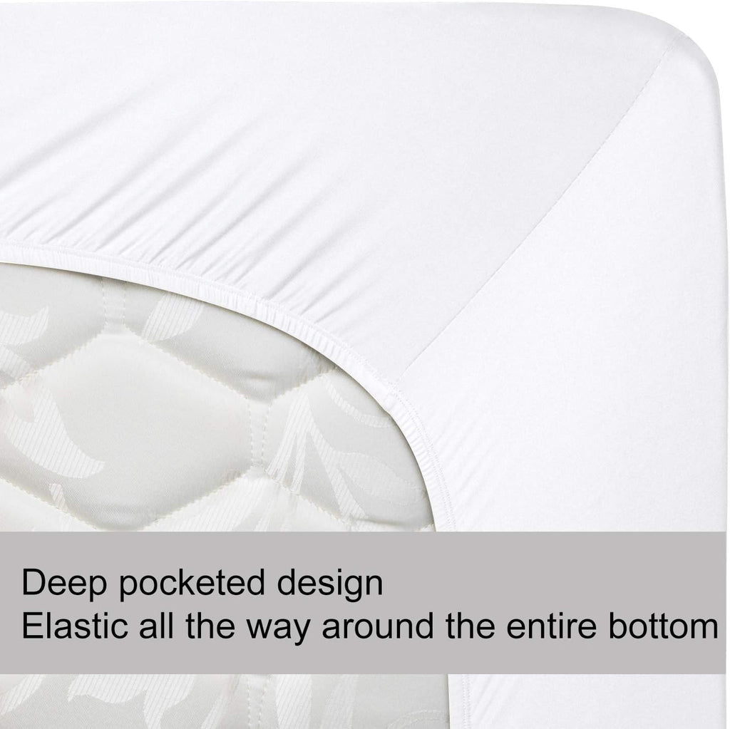 Soft Stretch Queen Size Fitted Sheet - Cozy Jersey Knit with 4-Way Stretch | Deep Fit 5"-16" - White