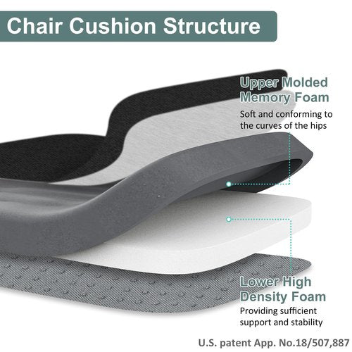 Shinnwa Dining Chairs Pads Set of 4, Patented Design Memory Foam Kitchen Chair Cushions with Ties and Washable Cover, 4 Pack, 17" x 16" x 2", Black
