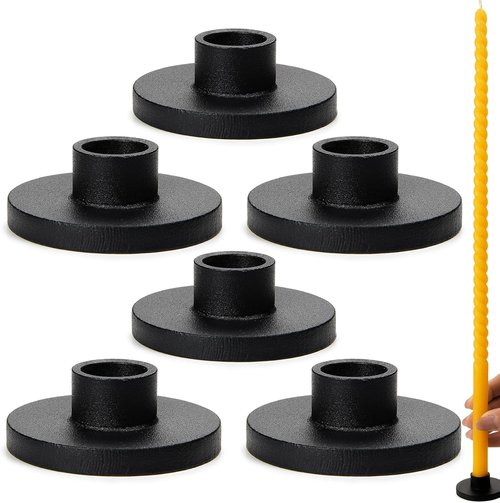 Black Iron Mini Taper Candle Holders - Elegant Set of 6 for 1/2 Inch Chime & Spell Candles