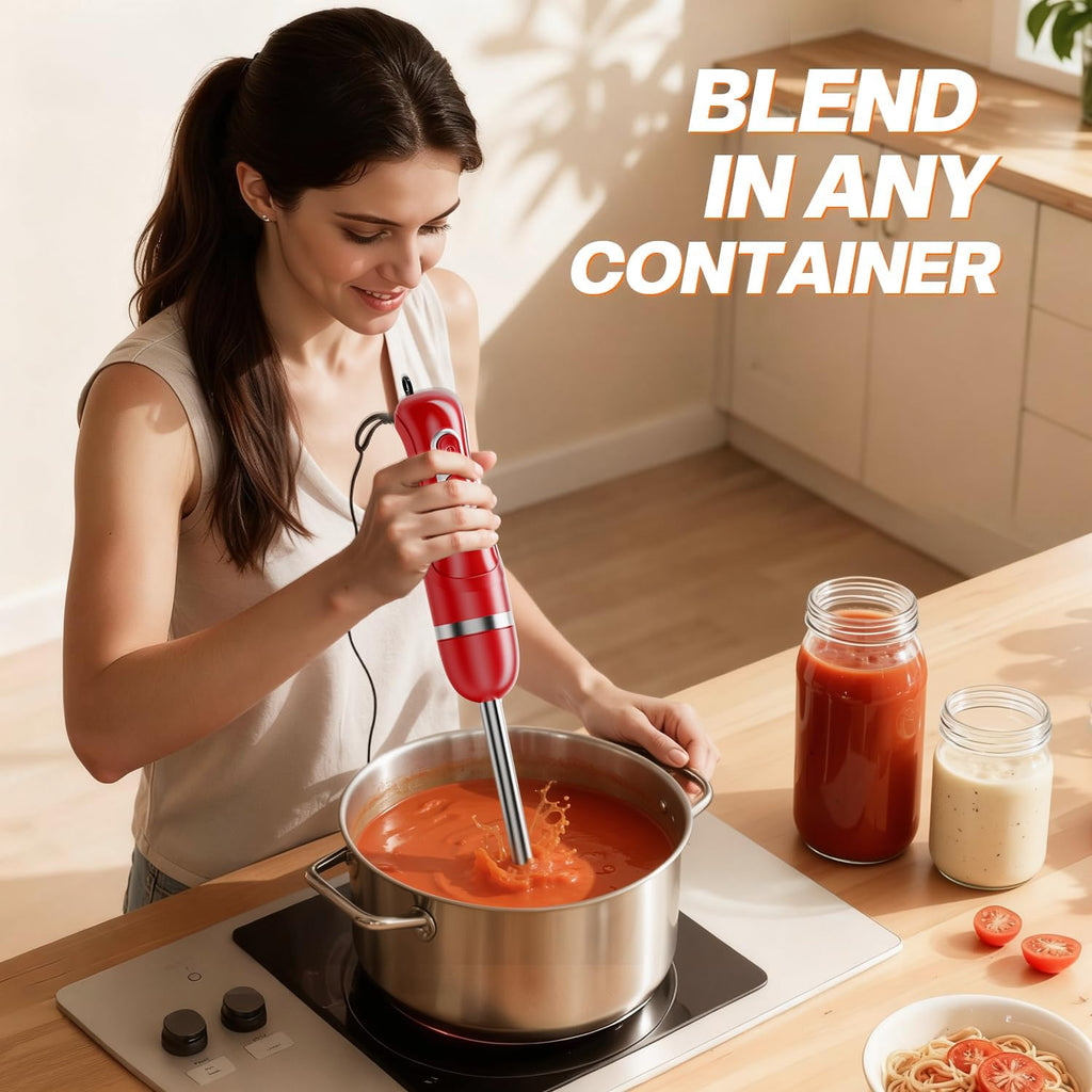Skiennix Immersion Blender - Handheld Electric Stick Mixer with Stainless Steel Blades | 2 Speed Settings for Smoothies & Soups