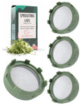 Elementi Sprouting Lids for Wide Mouth Mason Jars (Set of 4), Sprouting Jar Kit for Organic Alfalfa & Mung Bean Sprouts Growing Kit, 316 Stainless Steel Mesh Screen Strainer Lid (Sage Green)