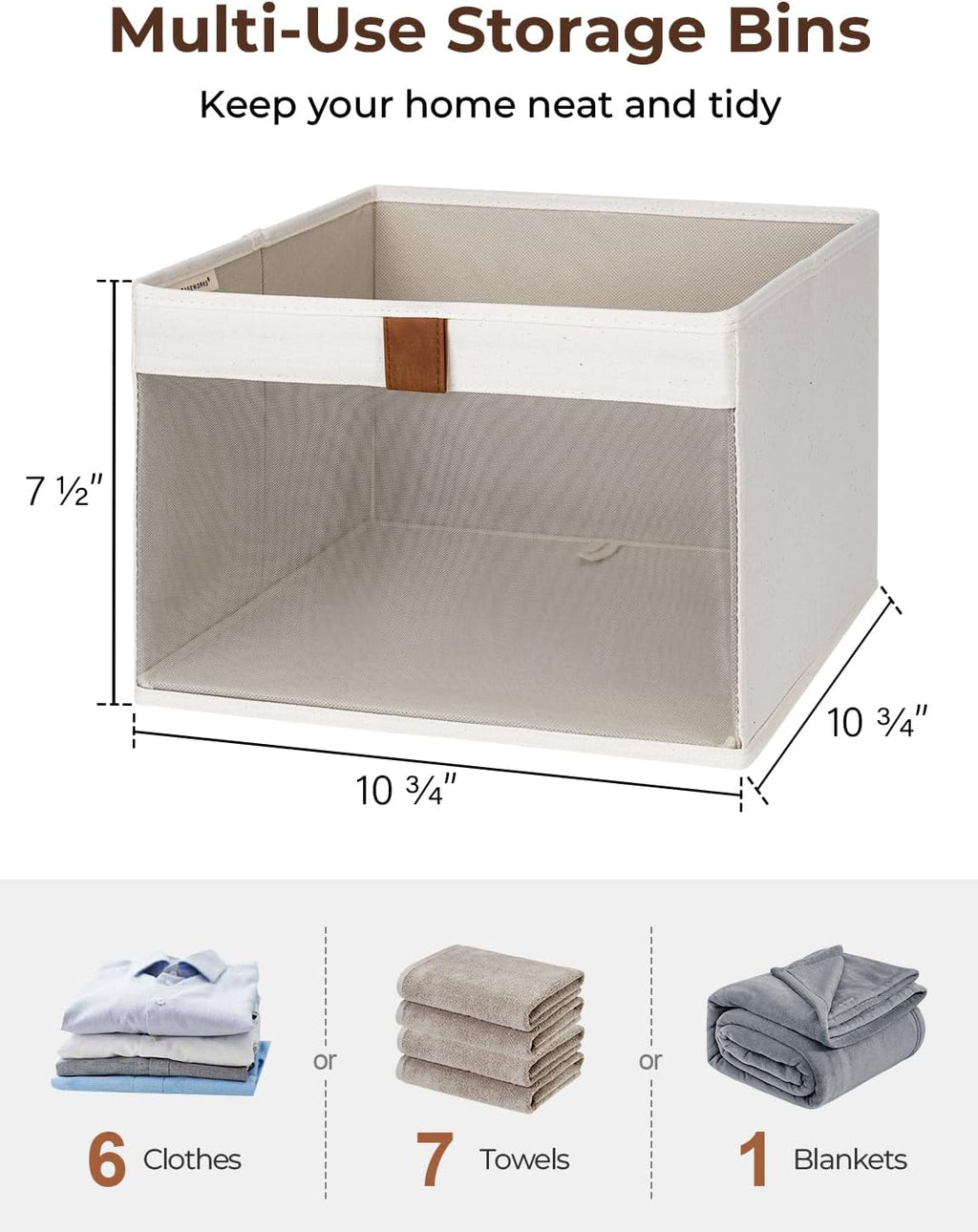 StorageWorks Storage Bins - Foldable Fabric Organizers with Clear Window & Handles | Beige, 3 Pack
