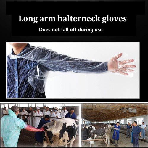 Aihmilcl Halter Disposable Artificial Insemination Gloves, Veterinary Gloves Shoulder Length Disposable Cow Palpation G loves D isposable Animal(50PCS,35")