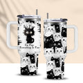 CGMIBAS Cat Lover Gifts, Gift for Cats Lovers Women Men Girls Funny 30oz Black Cats Themed Tumbler Cups with Handle - Everything Is Fine Mug, Christmas Birthday Gift for Black Cat Mom Lady Gifts Cup