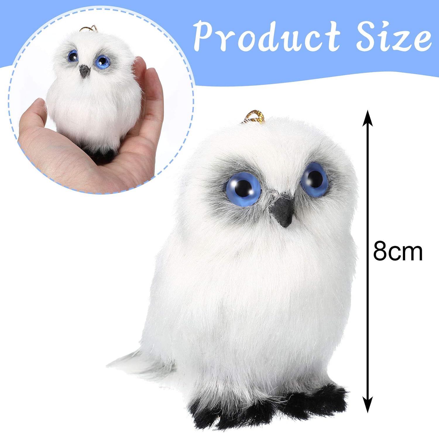 Skylety Mini Stuffed Owl Plush Toy - Soft 3.2 Inch White Hanging Ornament | Perfect for DIY Keychains & Gifts