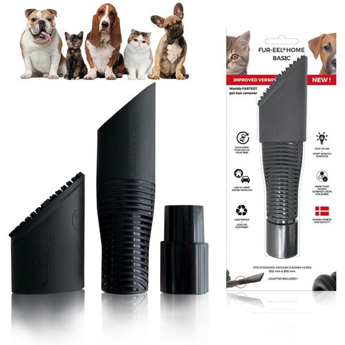 Fur-EEL Pet Hair Removal Tool for Car & Home | Universal Vacuum Attachment for Dog & Cat Hair | Fits 1-1/4" or 1-3/8" Hoses | Lint Remover with Soft Rubber Bristles | Easy to Clean & Reuse