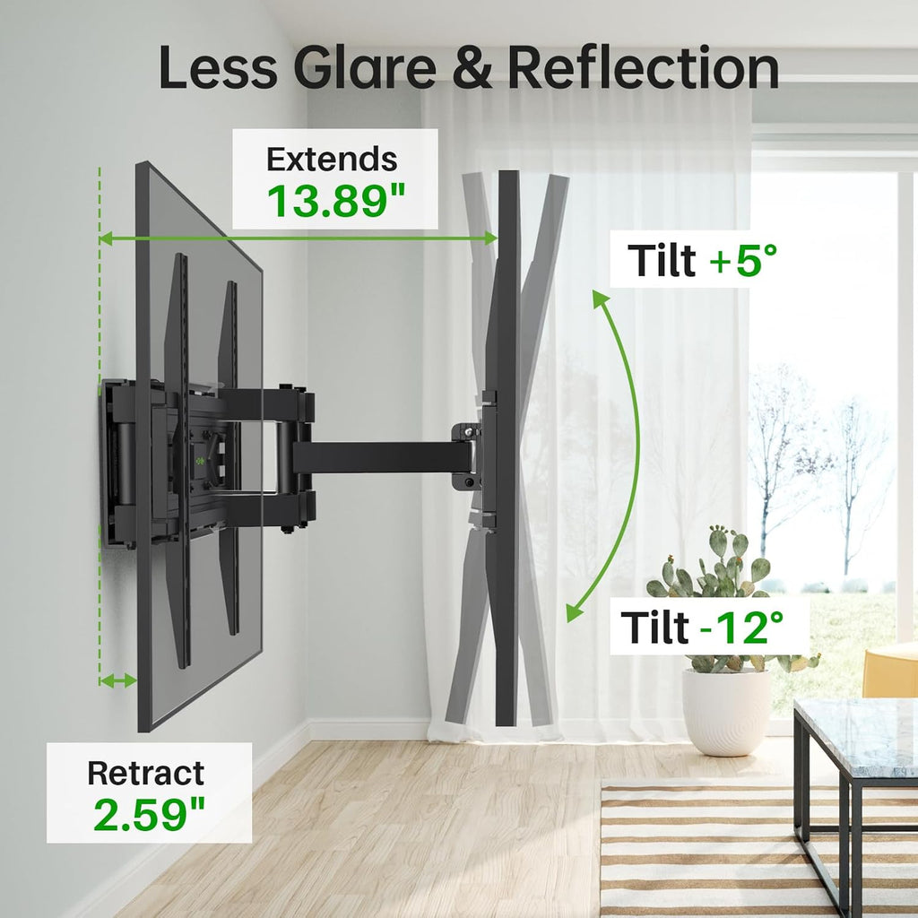 USX MOUNT TV Wall Mount - Dual Articulating Arms for 32-74 Inch Flat Screen | Swivel & Tilt Features