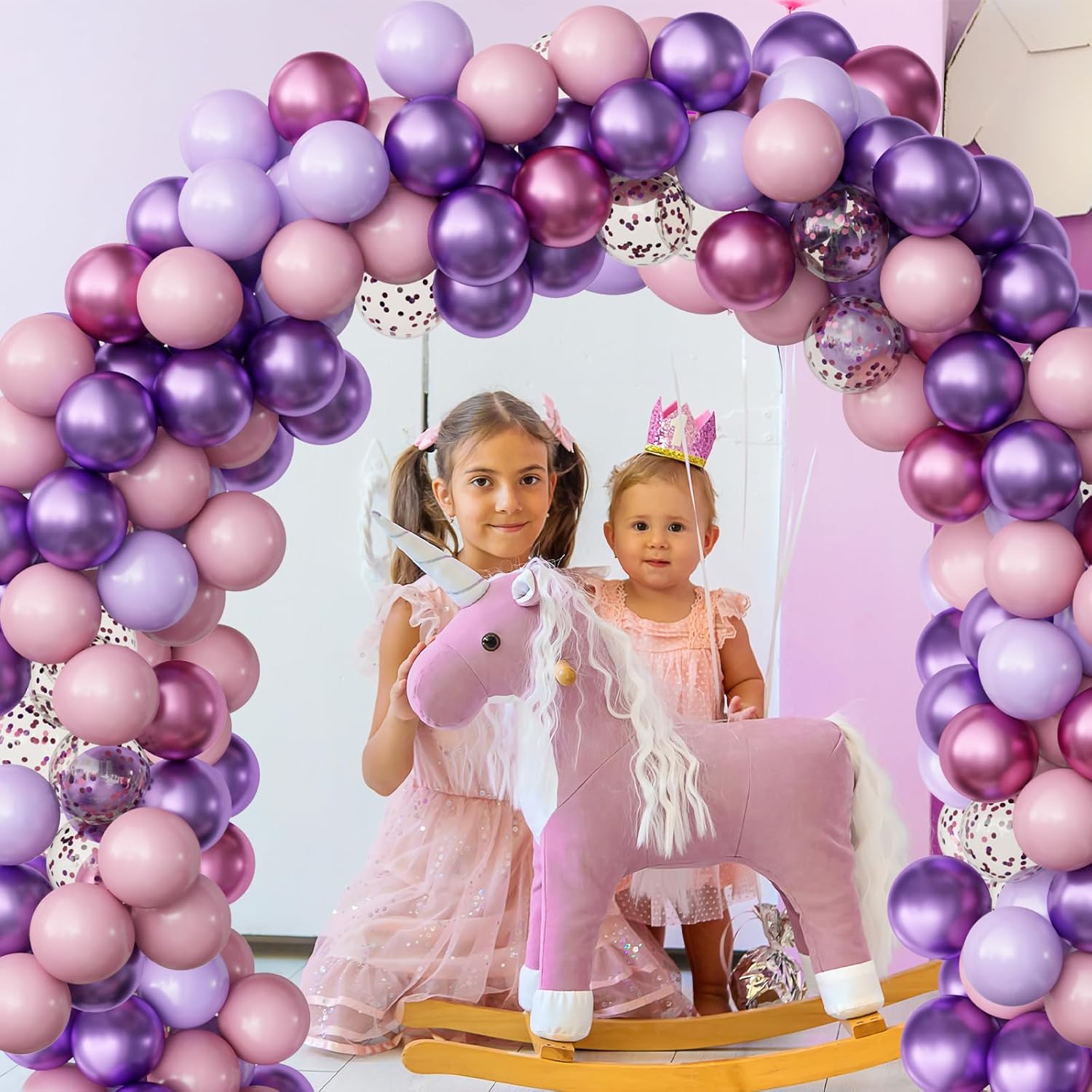 OuMuaMua Pink & Purple Balloons - 62 Pcs Lavender & Light Pink Latex Balloons for Birthday & Wedding Decor | 12 Inch