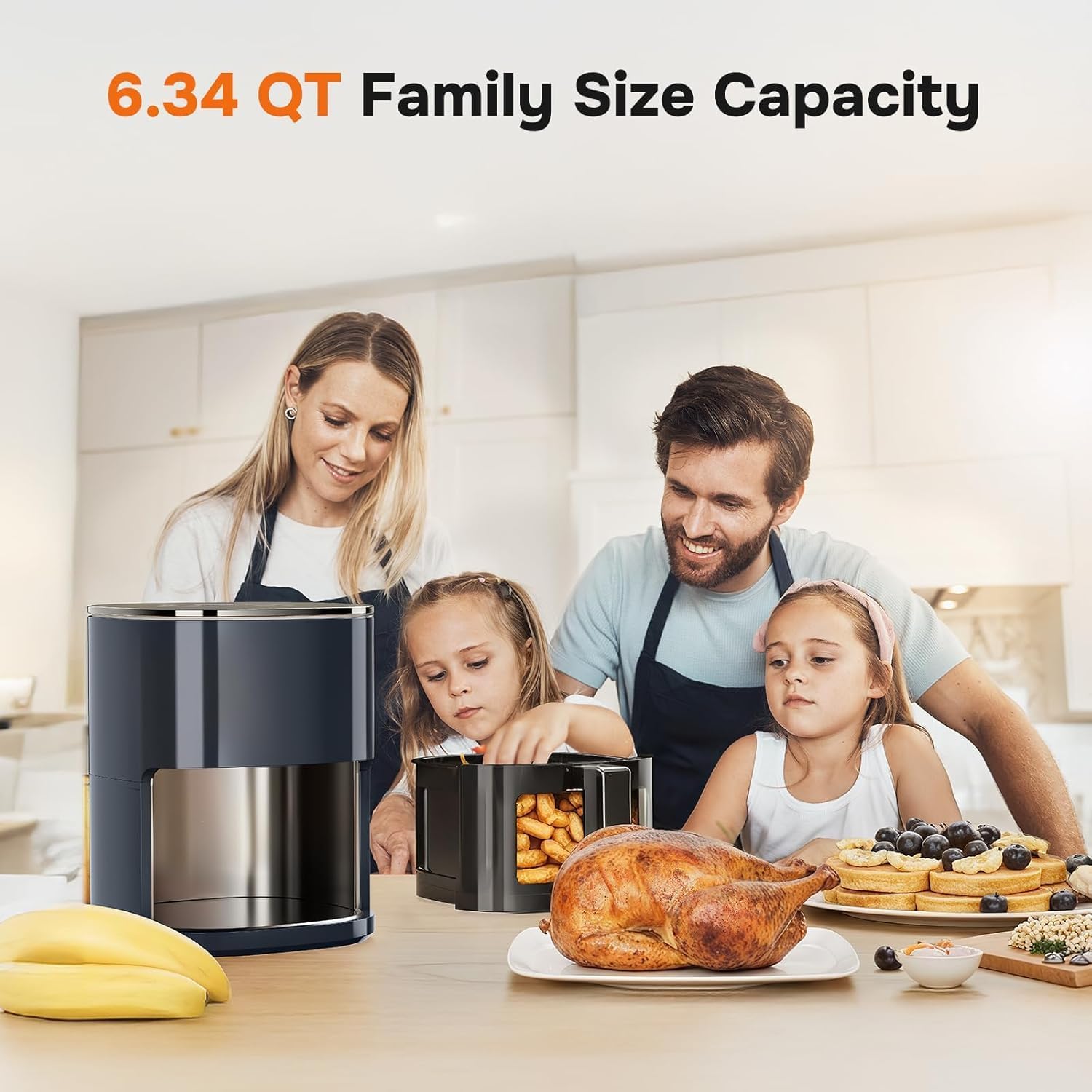 Simple Deluxe 12-In-1 Air Fryer - 6.34 Qt Digital Preset with Visible Window & Nonstick Basket