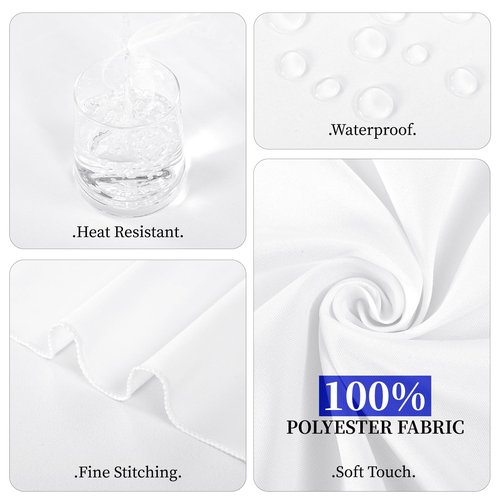 6 Pack White Round Tablecloth 120 Inch, White Tablecloths Waterproof Polyester Table Cloth for Round Tables, Stain and Wrinkle Resistant Washable Fabric Table Cover for Party Dining Wedding Banquet