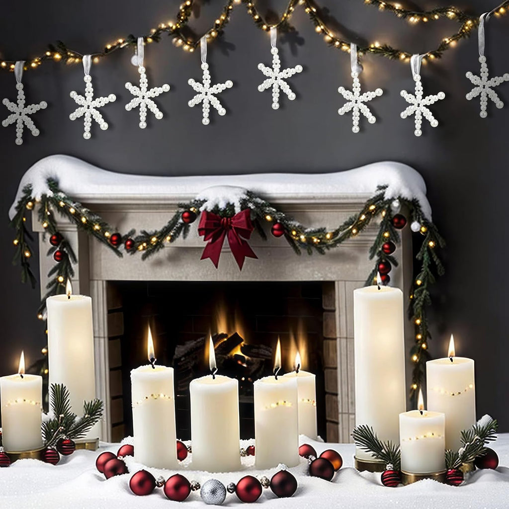 Beeveer 12 Pcs White Snowflake Ornaments - Elegant Hanging Decor for Christmas Trees & Winter Celebrations