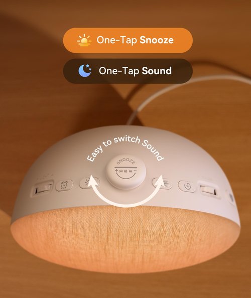 Dreamegg Sunrise 2 - Sunrise Alarm Clock, Sound Machine for Sleep, Favorites Mode, Sleep Routines, Dimmable Night Light, 29 Soothing Sounds, White Noise Machine, Wake Up Light for Bedrooms (Cream)