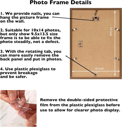 JCJMY Picture Frame - 10x14 Inch Brown Frame for Diamond Art | Horizontal & Vertical Wall Display