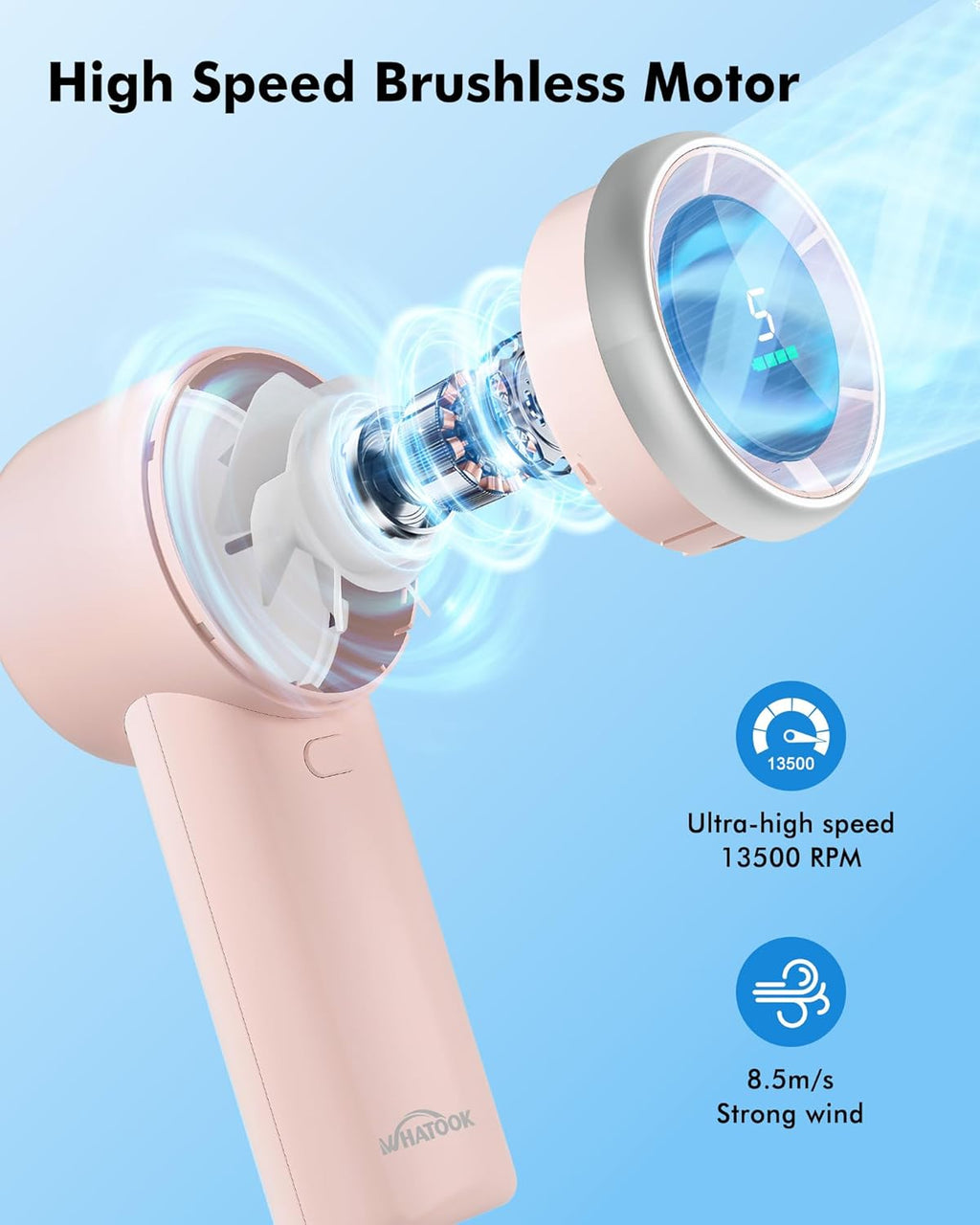 WHATOOK Portable Handheld Mini Fan - High-Speed Cooling, 10-Hour Battery Life, USB Rechargeable | Pink