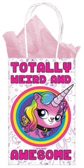 Rainbow Butterfly Unicorn Kitty Printed Paper Gift Bags | 8 1/2" x 5 1/4" x 3 1/4" | Pink - 8 pcs.