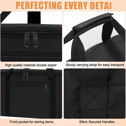 CSOKRE Grill Tool Storage Bag, Outdoor BBQ Utensil Storage with Pockets for BBQ Tools up to 22", Large Grilling Utensil Holder Storage Caddy, Barbecue Tool Sets Case for Camping Picnic,Bag Only,Black