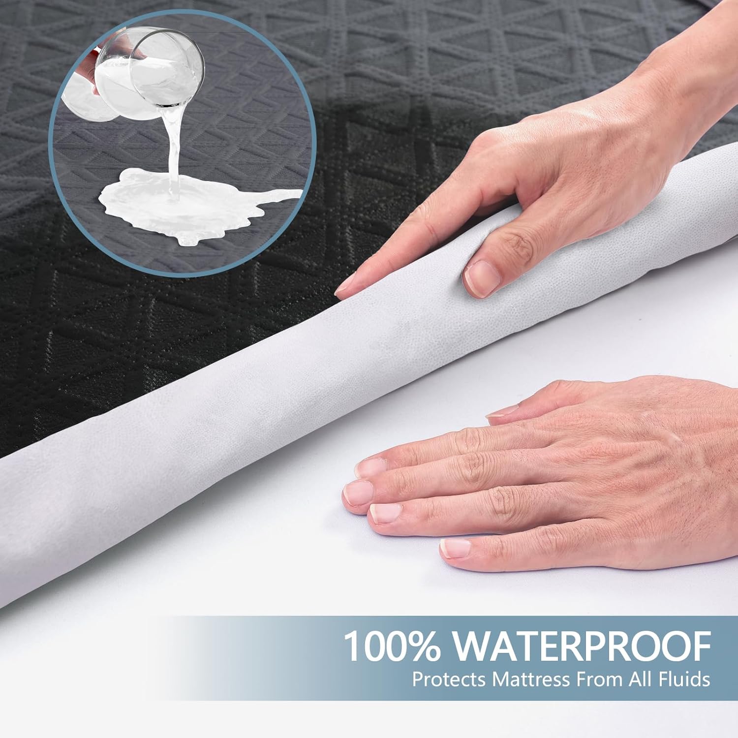 Premium Waterproof Mattress Protector - California King Size | Breathable Cooling Bed Cover in Gray
