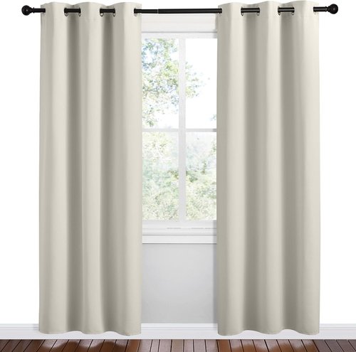 NICETOWN 78-Inch Long Thermal Insulated Curtains - Natural Grommet Room Darkening Draperies, 2 Panels, 42-Inch Wide