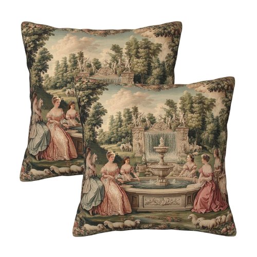 Taekifiyy French Garden Throw Pillow Covers 18x18 Inch Set of 2 Western Decorative Cushion Cases for Couch Living Room Bedroom