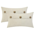 HWY 50 Cream White Chenille Throw Pillow Covers 12x20 Inch with Triple Buttons, Soft Farmhouse Accent Decorative Cushion Cases for Couch Sofa Bed Living Room Pack of 2 Rectangle