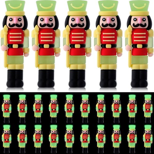 Chunful 25 Pcs Christmas Luminous Nutcrackers Figures Nutcracker Mini Soldier Figurines Glow in The Dark Christmas Decorations for Party Favors Bag Fillers Outdoor Dollhouse Collectible Decor Gifts