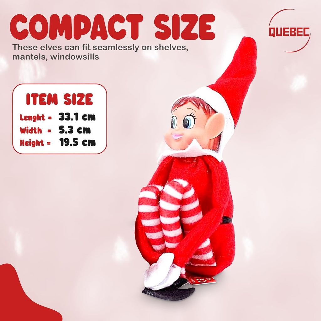 Quebec Christmas Mischief Makers | Naughty Santa’s Little Helper Elf Doll - Soft Body, Vinyl Face, Hook and Loop Grip