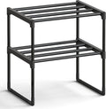 SONGMICS Shoe Rack - 2-Tier Metal Organizer for 3-6 Pairs | Stackable & Versatile Design, Black 11.8 x 16.7 x 14.8 Inches