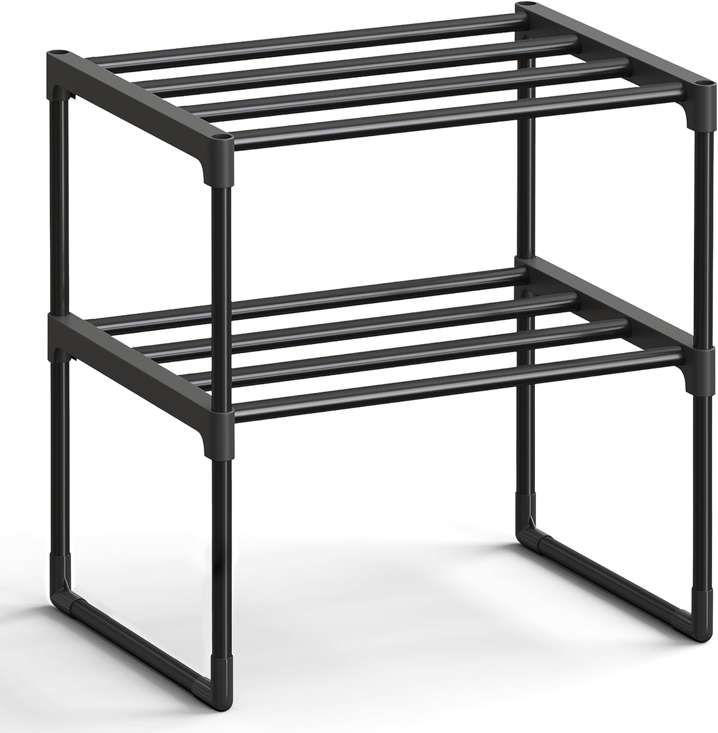 SONGMICS Shoe Rack - 2-Tier Metal Organizer for 3-6 Pairs | Stackable & Versatile Design, Black 11.8 x 16.7 x 14.8 Inches