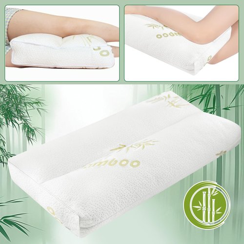 MINUPWELL Knee Pillow for Side Sleepers - 3" Height Between Leg & Under Knee Pillow for Back Sleepers - with 850G 7D Fiber for Relieving Leg, Back, and Knee Pain - Rayon Derived from Bamboo