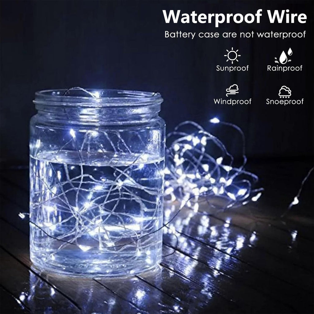 Skiennix 6-Pack Battery Operated Fairy Lights - Waterproof 16FT 50 LED String Lights | Cool White for Indoor/Outdoor Decor