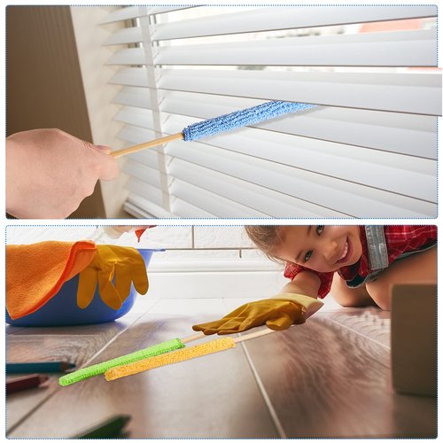 Honeydak 6 Pieces Microfiber Detail Duster Sticks Mini Duster Crevice Cleaning Tool Car Air Vent Cleaner Fan Cleaning Brush for Home Air Vent Window The Smallest Spaces