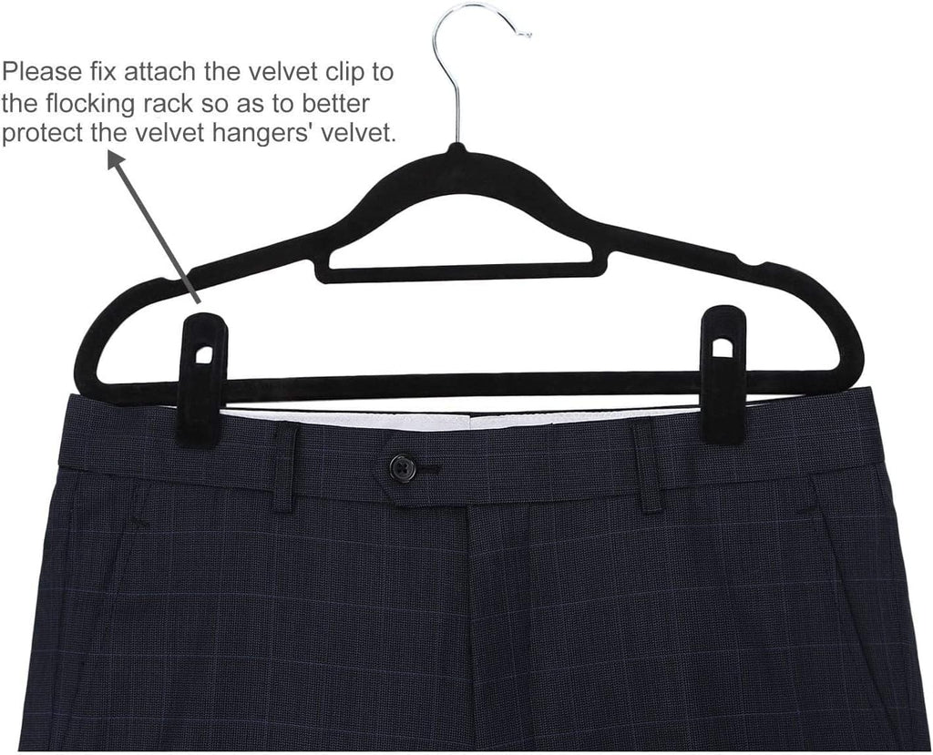 Skiennix Velvet Hanger Clips - 20 Pack Strong Clips for Skirts & Pants - Black Color